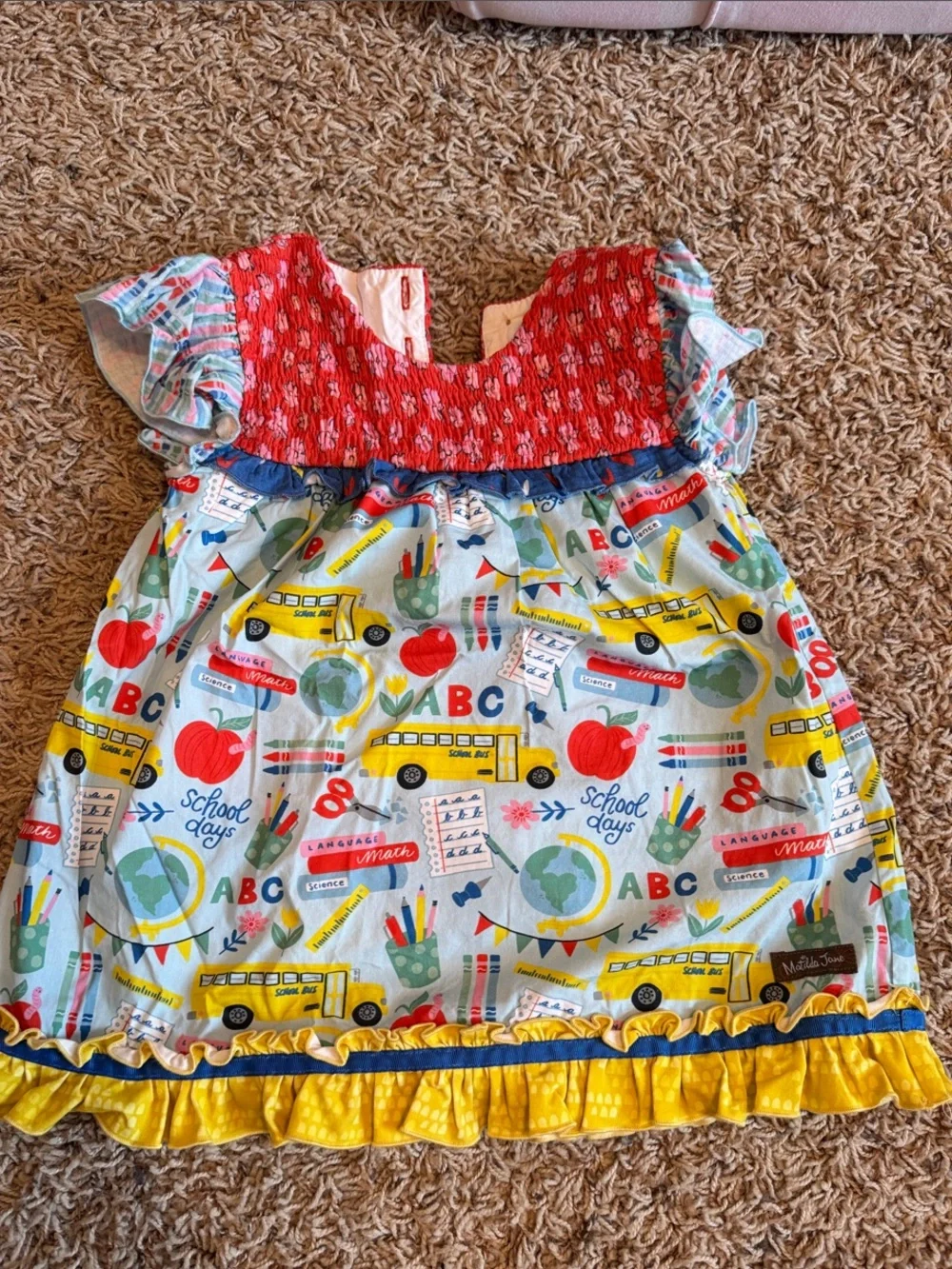 Matilda Jane School Days Smocked Top with Ruffle bottoms
